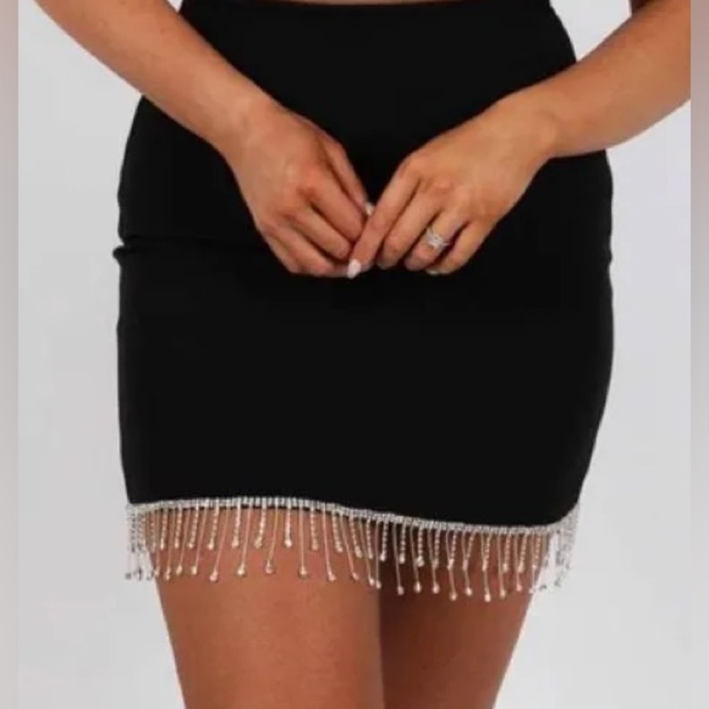 Black Skirt with Diamond Tassle